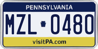 PA license plate MZL0480