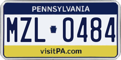 PA license plate MZL0484