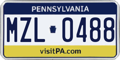 PA license plate MZL0488