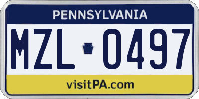 PA license plate MZL0497