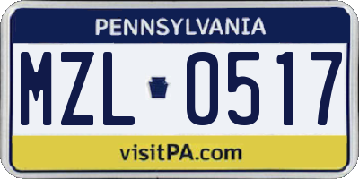 PA license plate MZL0517