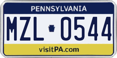 PA license plate MZL0544