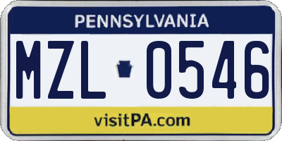 PA license plate MZL0546