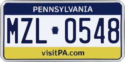 PA license plate MZL0548