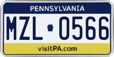 PA license plate MZL0566