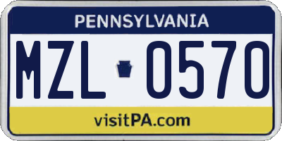 PA license plate MZL0570