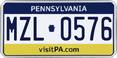 PA license plate MZL0576