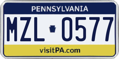 PA license plate MZL0577