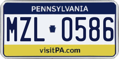 PA license plate MZL0586
