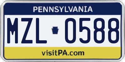 PA license plate MZL0588