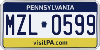 PA license plate MZL0599