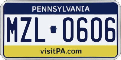 PA license plate MZL0606