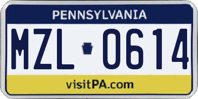 PA license plate MZL0614