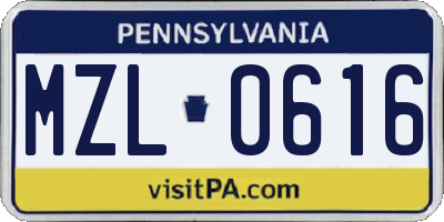 PA license plate MZL0616