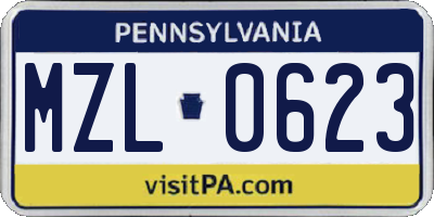 PA license plate MZL0623