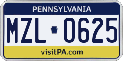 PA license plate MZL0625
