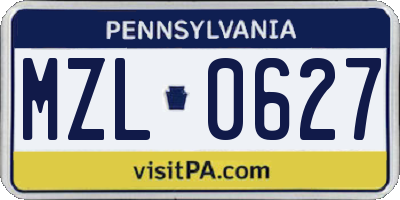 PA license plate MZL0627