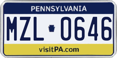 PA license plate MZL0646
