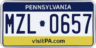 PA license plate MZL0657