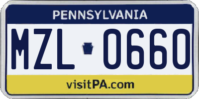 PA license plate MZL0660
