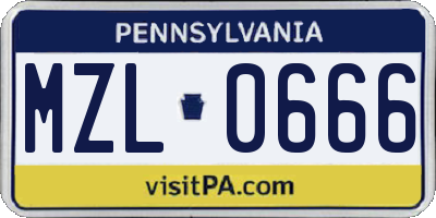 PA license plate MZL0666