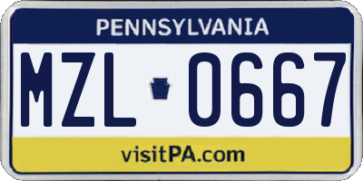 PA license plate MZL0667