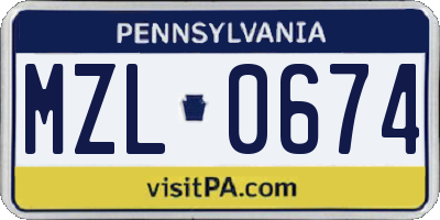 PA license plate MZL0674