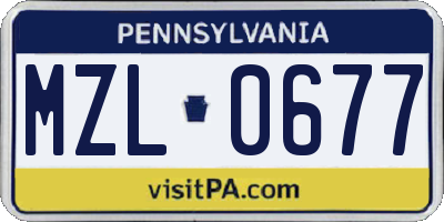 PA license plate MZL0677