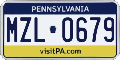 PA license plate MZL0679