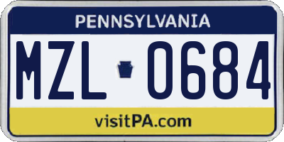 PA license plate MZL0684