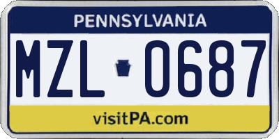 PA license plate MZL0687