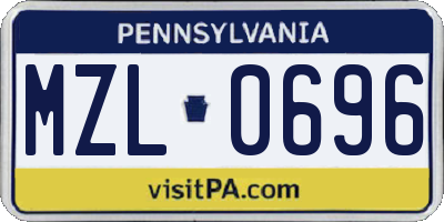 PA license plate MZL0696