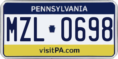 PA license plate MZL0698