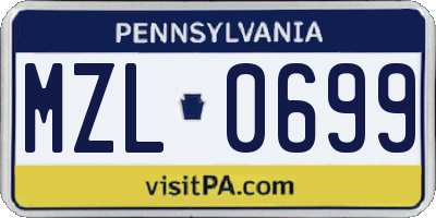 PA license plate MZL0699