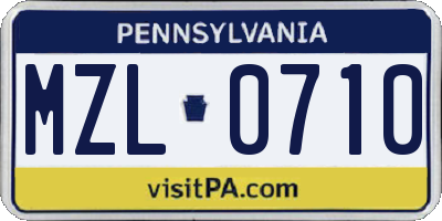 PA license plate MZL0710