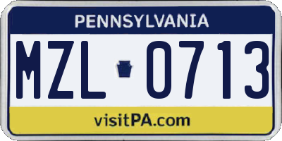 PA license plate MZL0713