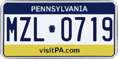 PA license plate MZL0719