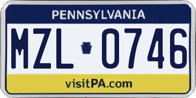 PA license plate MZL0746