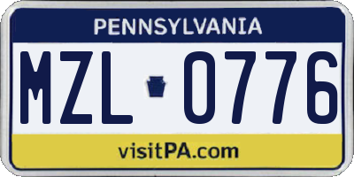 PA license plate MZL0776