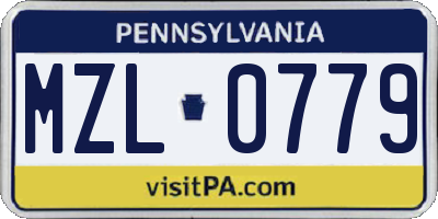 PA license plate MZL0779