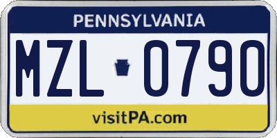 PA license plate MZL0790