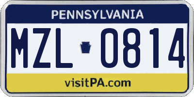 PA license plate MZL0814
