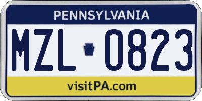 PA license plate MZL0823