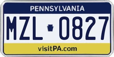 PA license plate MZL0827