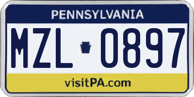 PA license plate MZL0897