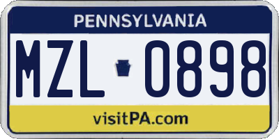 PA license plate MZL0898