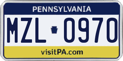 PA license plate MZL0970