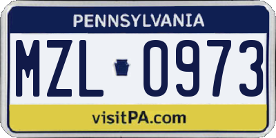 PA license plate MZL0973