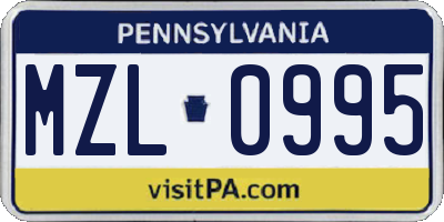 PA license plate MZL0995