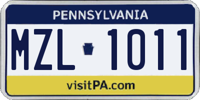 PA license plate MZL1011